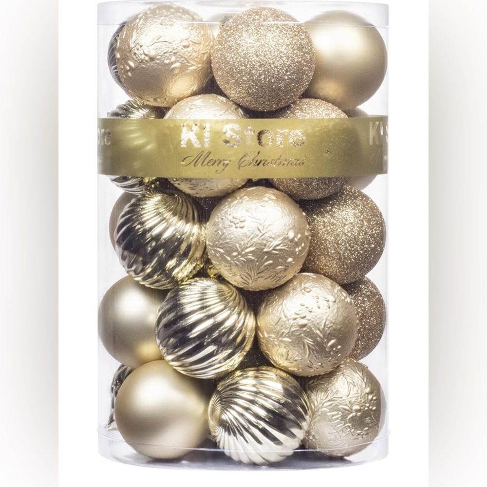 Gold Christmas Ornaments Set 34 Pc NWT